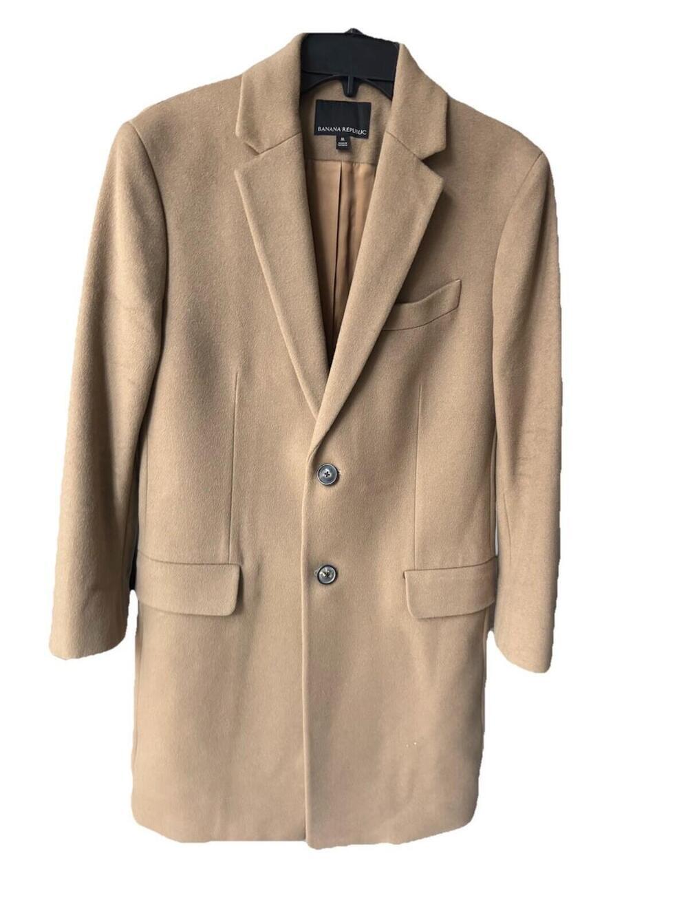 banana republic italian melton topcoat Overcoat Long Blazer Sz m Mens